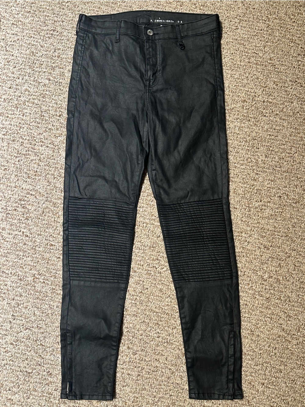 H&M Black Moto Ribbed Knee Skinny Pants